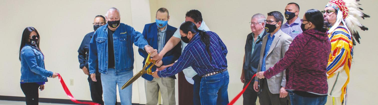 Members of the Cheyenne and Arapaho tribe along with some Geary community members, joined together for the ribbon cutting honoring the new Geary Emergency Response Center renovations.
