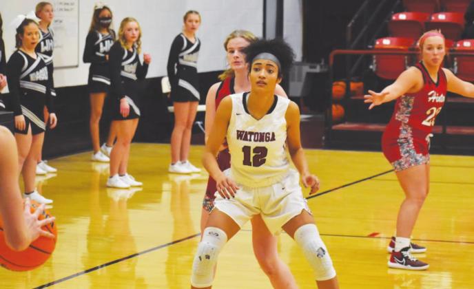 (Photo Above) Kiylah Cooper fights for position during a game against Hinton last week. The girls improved to 4-3 with three wins on the week. Brenda Geels Watonga Republican