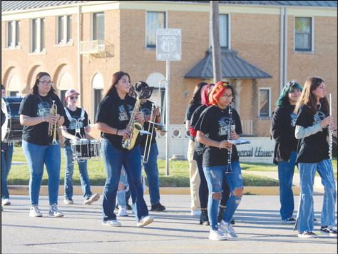 The Geary Marching Band performs at the 2021 Tri-County Fair Parade.