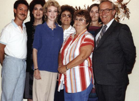 Original board members of the Watonga Community Theatre in 1983. Rick Silk, Patt Curtin, George Ann Bordelon, Nadine Pearson, Margie Hursh, Joyce Lucas, Richard McIlnay
