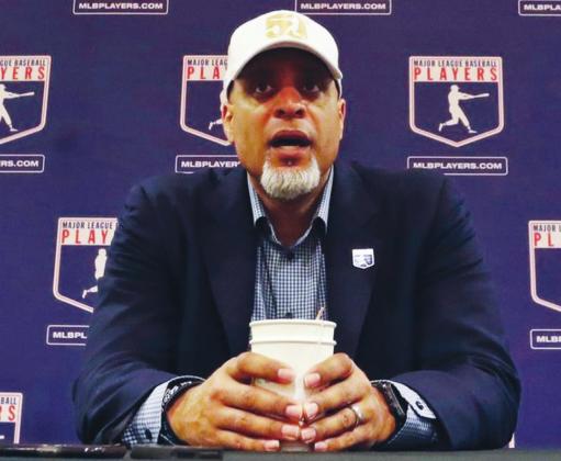 (Above) In this Feb. 19, 2017, file photo, Major League Baseball Players Association Executive Director Tony Clark answers questions at a news conference in Phoenix. Morry Gash AP Photo