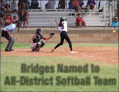Aubrey Bridges was named to the Class 2A-3 All District softball team this week. Bridges made the squad as an outfielder for the second time. (Photo provided by Piper Gallagher)