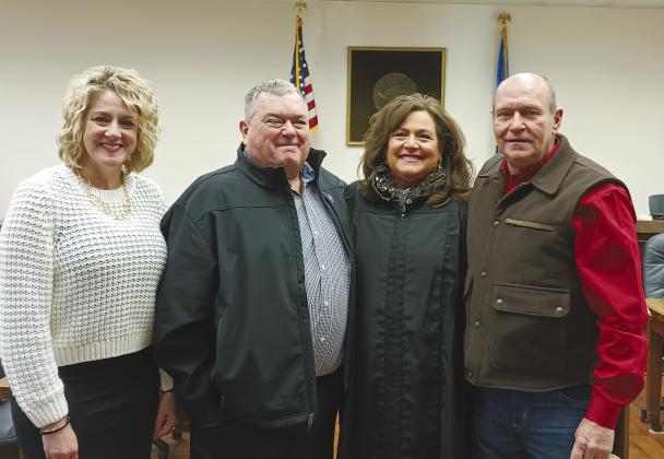 Misti Kitson, Tract Matli, Allison Lafferty and Daryll Hicks were sworn in January 4 to their new positions. Kitson is the county assessor, Matli and Hicks are county commissioners and Lafferty is the associate district judge.