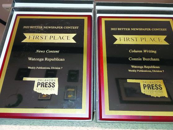 The Watonga Republican staff came home from the state press association convention with multiple awards, including first in category in news content and columns.