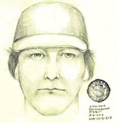 (Photo right) OSBI sketch of an unknown man seen driving Edward Foreman’s vehicle.