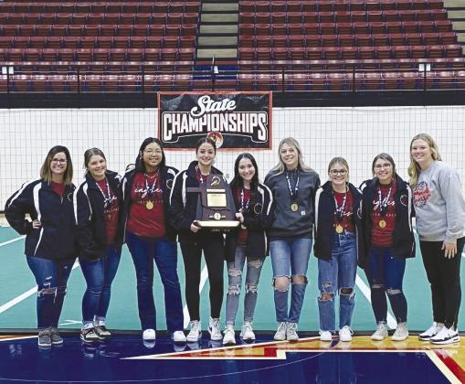 The Watonga cheerleaders were the state academic champions. This means that in 2A, this bunch of young ladies had the highest GPA in the state. The team placed 18 in the cheer competition but won it all in the grades division. They were recognized at the state competition Nov. 12 in Moore. (Photo provided by Watonga Schools)