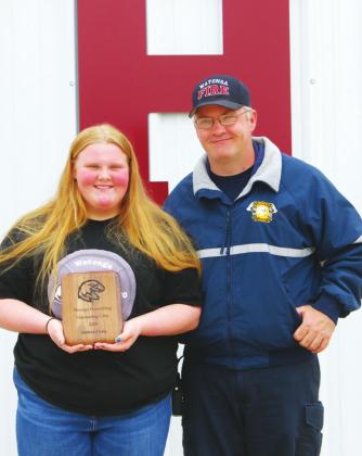 Watonga High School varsity powerlifting freshman standout Andrea Craig-Daughtery with her dad, Robert Daughtery. Andrea placed 10th at the 2020 girls’ state meet.