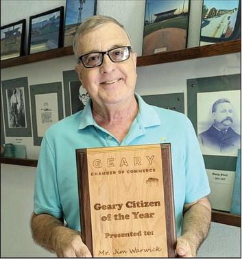 Citizen of the Year was awarded to Mr. Jim Warwick. Mr. Warwick was a teacher at Geary Schools for more than 20 years. He has been and continues to be a positive influence in the lives of his former students and everyone he meets. He has made a profound impact on countless lives, here in Geary and we are honored to recognize him. Mr. Warwick wanted to say ‘Thank You’, as he is so honored to receive this award, and he is sorry that he was unable to attend the parade as planned.