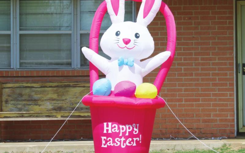 Lawn and porch decorations such as this are a more welcome sight this year than perhaps ever before. Because of cancellation of celebrations, church services and community egg hunts, families instead may take walks through their neighborhoods and count bunnies or bears in windows or on porch chairs, while remaining a safe distance from others. Connie Burcham Watonga Republican