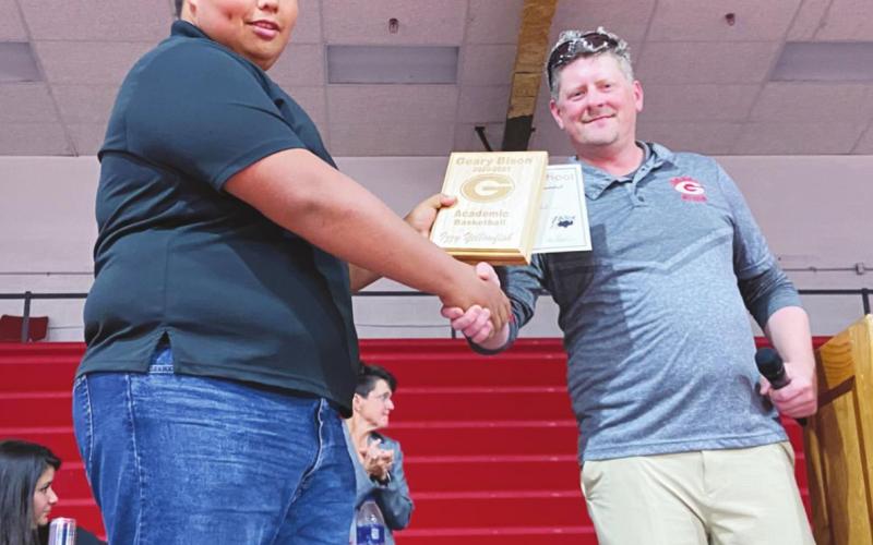 Izzy Yellowfish was named the Geary boys’ basketball MVP for the 2020-2021 school year.