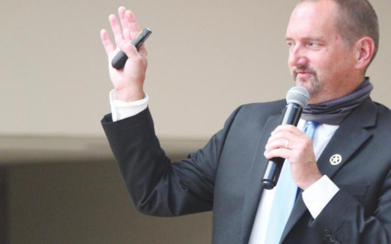 OBN spokesman Mark Woodward gave a presentation to the Watonga community last week on illegal marijuana operations in the state