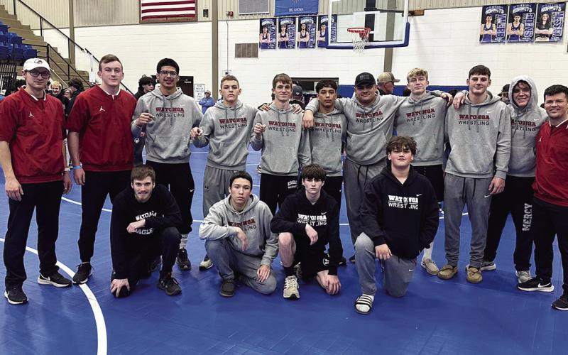 Congratulations to the Watonga Eagle state qualifiers in wrestling: Brayson Gordon 113 pound weight class; Dakota Cox in the 120 pound weight class; Ayden Perez in the 150 pound weight class; and Malaki Perez in the 285 weight class. Dayson Cash in the 190 pound weight class was a state alternate Team finished 6th out of 27 teams.