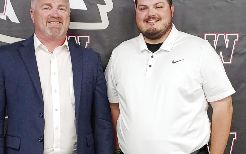 (ABOVE LEFT) Watonga High School Superintendent Kyle Hilterbran introduced new head softball coach Chase McCurley Monday at the school board meeting. (ABOVE RIGHT) Graduating seniors turn their tassels