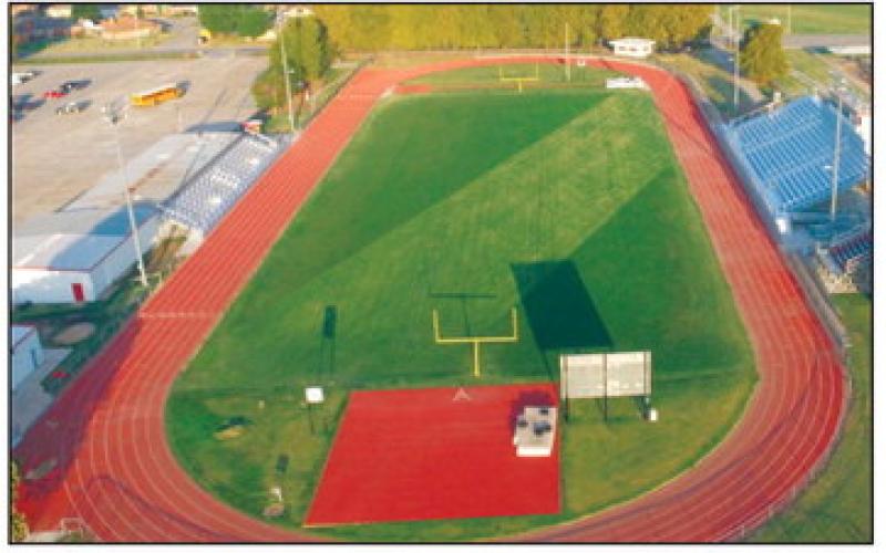 A lot has changed since this 2019 photo of Watonga High School stadium was taken. One more change coming up is the rebuild of the asphalt base and urethane surface of the track.Parts of the structure are more than 30 years old. The new technology will help prevent injuries. PHOTO BY LEROY JOHNSON