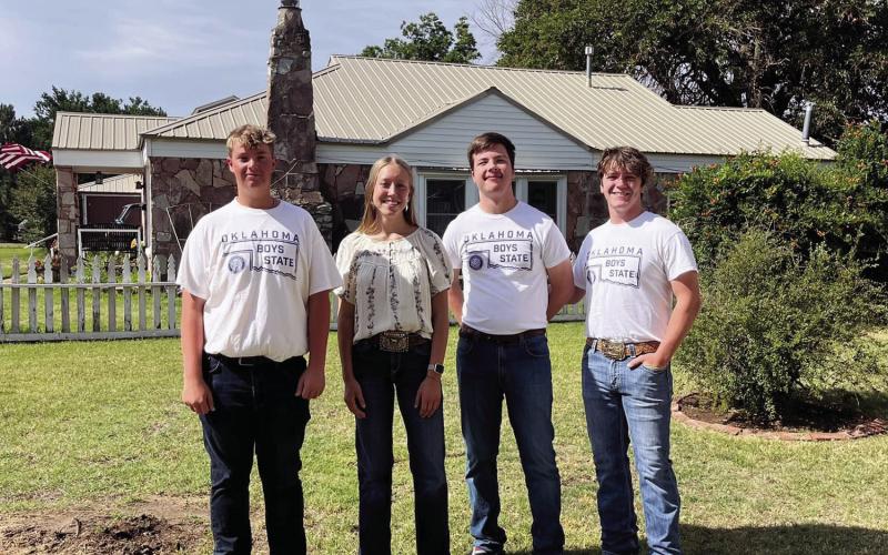 (ABOVE) Watonga representatives at Boys State and Girls State took part Saturday in the Flag Day celebration at the Ferguson Home Museum. L-R Parker Roberts, Jaidon Turney, Woody Richardson and Dayson Cash (AT RIGHT) Summer Pride is still in full swing at Watonga HIgh School (BELOW)