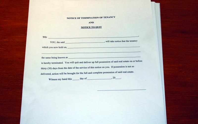 Standard eviction notice