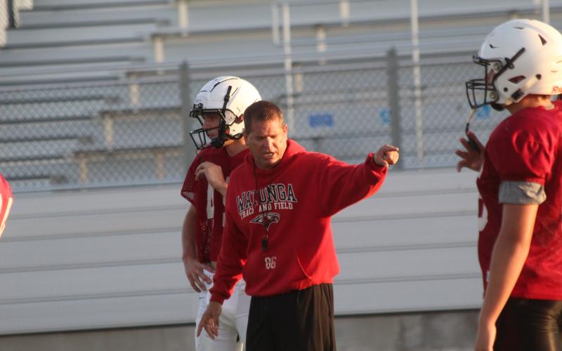 Clint Benway during a football practice