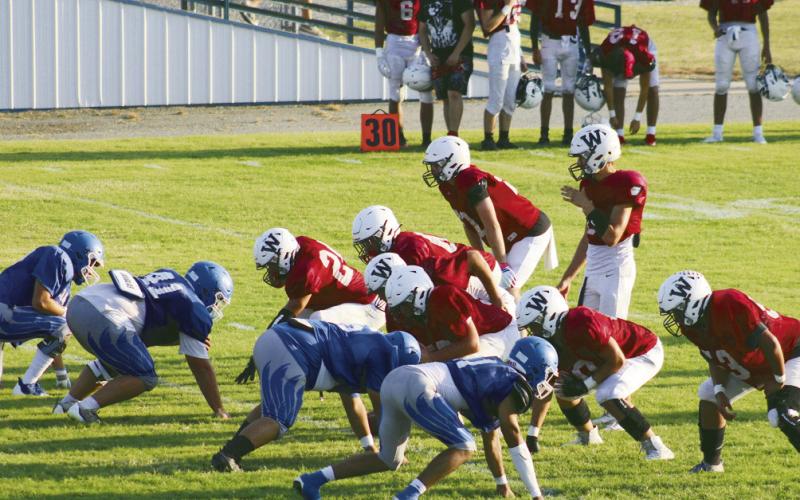 travelled Aug. 22 to Hennesey to take part in a scrimmage.The Eagles will host Carnegie for a scrimmage at home Thursday, Aug. 28 at Eagle Stadium