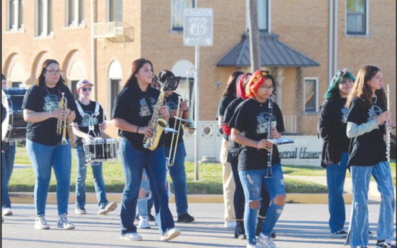 The Geary Marching Band performs at the 2021 Tri-County Fair Parade.