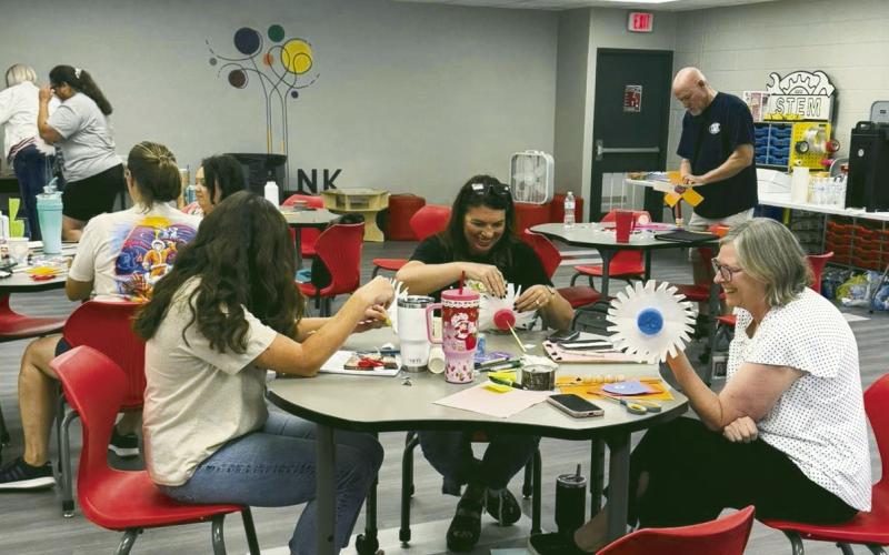 Watonga teachers are having fun learning new STEM activities for the upcoming school year Thank you PSO for sponsoring the Kid Wind training.