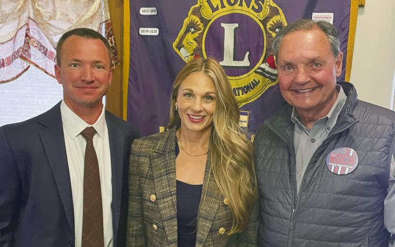 (L-R) Brady Butler, Jessica Winegeart and Rick Koch, candidates for Oklahoma Senate District 26, spoke Tuesday at the Watonga Lions Club