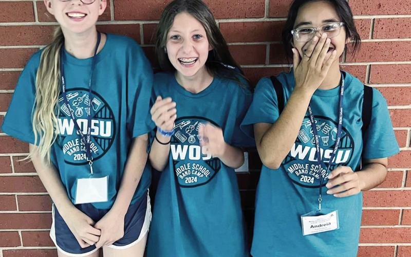 Four Watonga Middle School Band students attended Middle School Band Camp at SWOSU. They auditioned for a band, and then had rehearsals, sectionals, and classes that culminated in a concert on the last day of camp. Participating were Saydie Thunderbull- Gold Band Selesa Scraper- Gold Band Makenzie Thunderbull- Red Band Andreia DeLao- Red Band