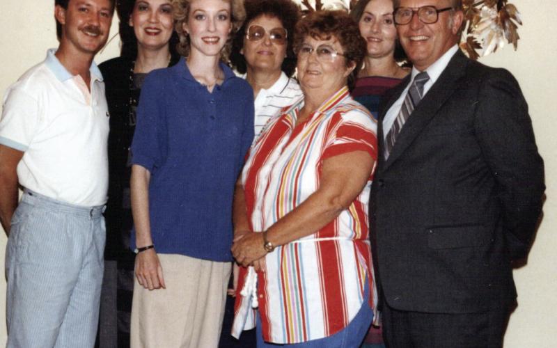 Original board members of the Watonga Community Theatre in 1983. Rick Silk, Patt Curtin, George Ann Bordelon, Nadine Pearson, Margie Hursh, Joyce Lucas, Richard McIlnay