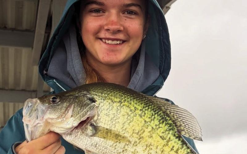 (ABOVE)Carly with a white crappie caught at Thunderbird Lake. Share your photos with us!
