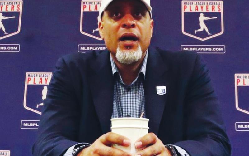 (Above) In this Feb. 19, 2017, file photo, Major League Baseball Players Association Executive Director Tony Clark answers questions at a news conference in Phoenix. Morry Gash AP Photo