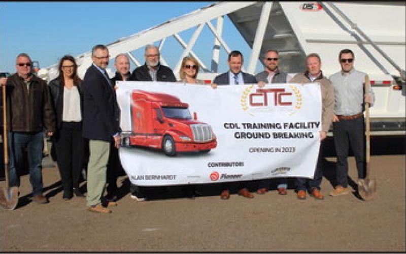 Board members and staff of CTTC and the family who donated the property broke ground Monday on the truck driving range near the Watonga airport .