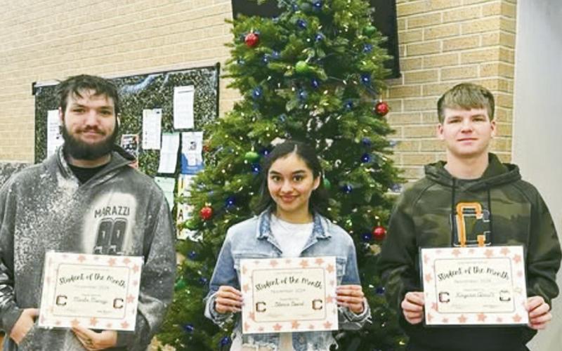 High School Winners of the November Student Spotlight are (L to R)Marlin Marazzi, Blanca Beard and Kingston Arnold. Congratulations!