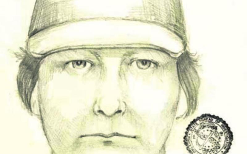 (Photo right) OSBI sketch of an unknown man seen driving Edward Foreman’s vehicle.