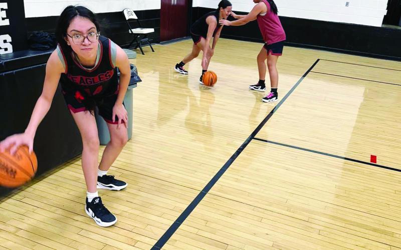 Both the middle school and high school Lady Eagles basketball players continued working hard even through the break, gaining skills each time