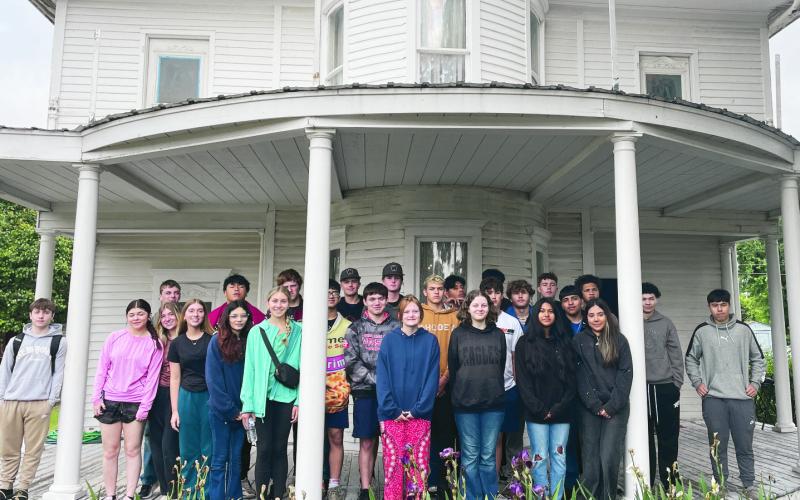 Not to be outdone, ( ABOVE) th ninth grade history class from Watonga High School also toured the home the same day. This group seemed very interested in the 1892 jail and a history of movie making associated with the home. It is open Wednesday-Sunday for tours as well.