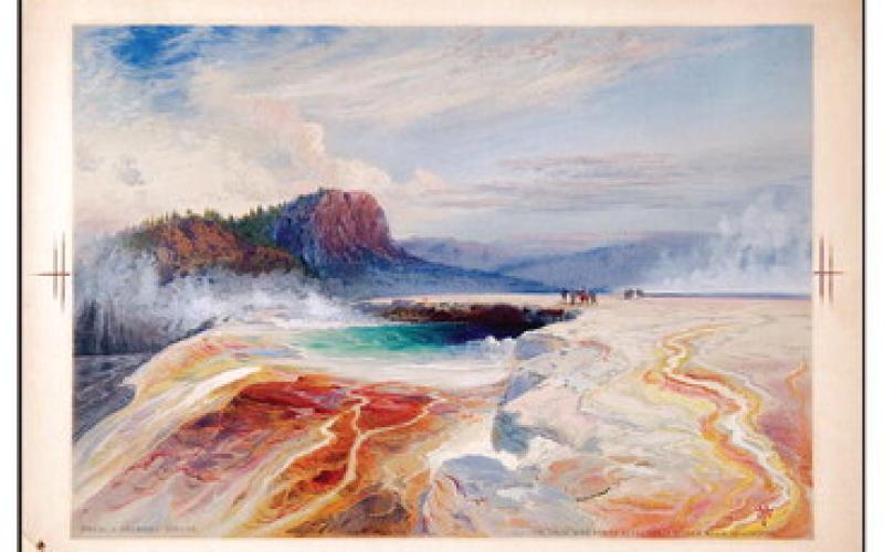 Thomas Moran (U.S., 1837–1926), The Great Blue Spring of The Lower Geyser Basin from The Yellowstone National Park, and the Mountain Regions of Portions of Idaho, Nevada, Colorado and Utah, 1876, chromolithograph, The Grove Collection.