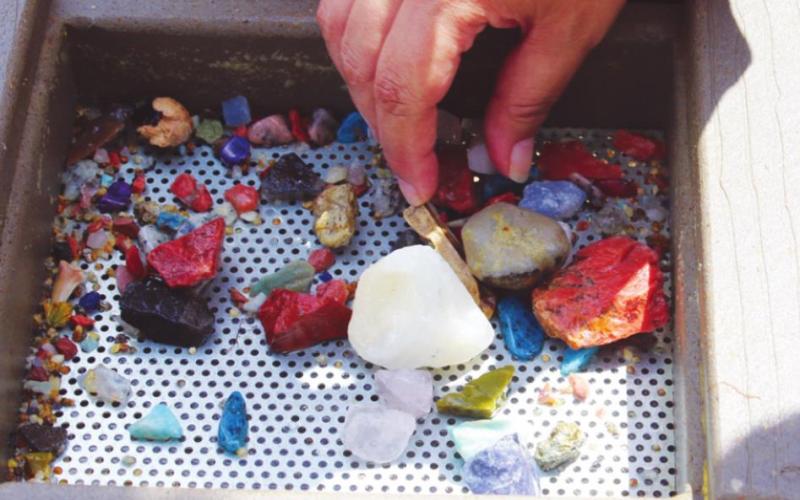(Below) Some of the gems WhiteHorse discovered in her panning.