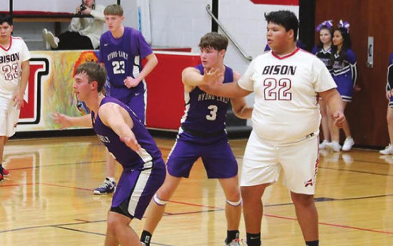 Izzy Yellowfish (#22) during a basketball game in Geary.