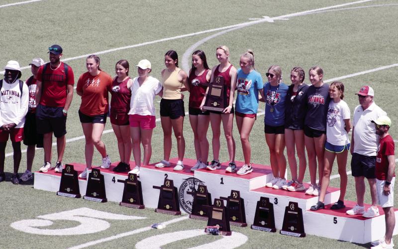 The Watonga Lady Eagles track team won an Acadenic State Championship May ^. At least six of the team members had a perfect 4.0 grade point average. More state track results on Page A8.