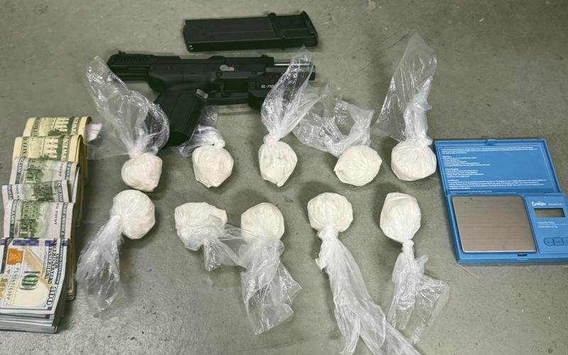 A handgun loaded with armor piercing bullets, more than a half pound of methamphetamines, scales and cash were recovered during a traffic stop in Watonga.