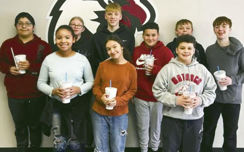 Watonga Middle School Students of the Month (Dec, Jan, Feb) received