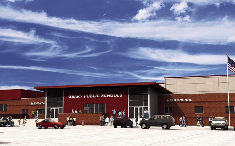 Artists’ rendering of the proposed facade of the new school construction