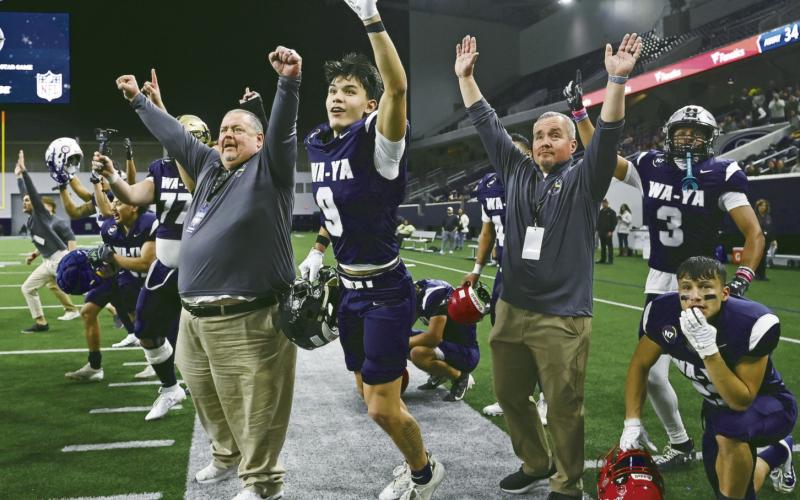 Team Wa'Ya celebrates a big play in the 2024 Native All-American Football Game