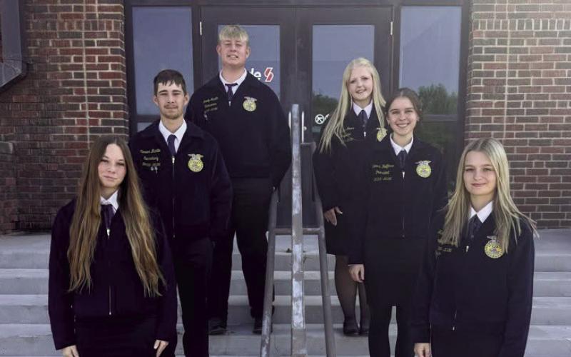 Above: 6 of our Chapter Officers had an amazing time attending Colt Conference (Chapter Officer Leadership Training event designed to prepare local FFA student officers for their upcoming year of service and representing our chapter. Officers who attended are President — Harper Jones, Vice President — Hannah Hoffman, Secretary — Conner Martin, Treasurer — Brody Martin, Reporter — Karliee Pope, Sentinel — Taylor Martin