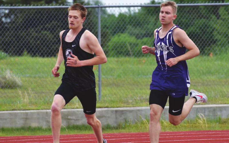Above: Cy Walters competes in a race in Okemah on Saturday, May 1.