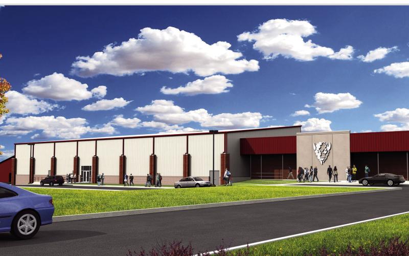 An artist’s rendering of the street view of the soon-to-be constructed Geary Public School. The school board is holding an informational meeting March 9 at 6 p.m. in the fieldhouse to discuss the proposed bond issue and take questions on the project.