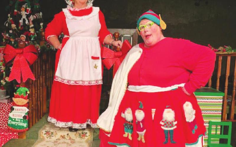 Kim Coney (left) as Mrs. Claus and Amy Adams as Elfira in “Shenanigans at the North Pole” this Sunday and Monday at the Liberty Theatre. (Photo provided by Patt Curtin)