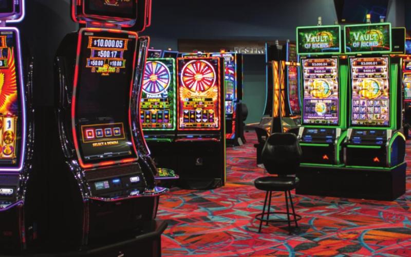 The empty casino floor ready for customers a day before the Tribal Night opening. (Photo by Hector Lucas)