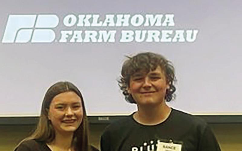 ABOVE On July 23, Bella Dean and Rance Nitzel attended the Communications Conference put on by Oklahoma Farm Bureau. They spent the day learning how our FFA officers could better communicate through the use of social media, journalistic writing, photography/videography and graphic design.
