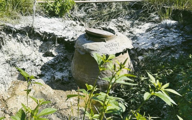 This photo shows how much the soil around an intake pipe at the city sewer faciltiy has collapsed, leaving the pipe unsupported.