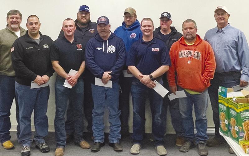Blaine County Farm Bureau recently donated $500 to fire departments in the area to help with Oklahoma’s fight against the ongoing drought.